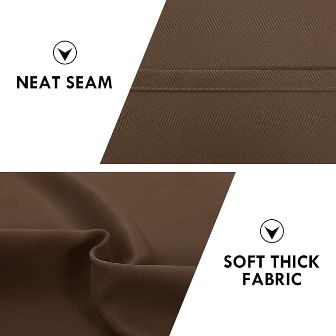DWCN Blackout Curtains for Bedroom - Thermal Insulated Privacy Energy Saving Rod Pocket Drapes for Living Room, W 38 x L 72 Inch, Brown, Set of 2