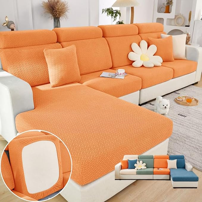 Soothing Home Sofa Covers, Sofa Hero Covers, Wear-Resistant Universal Couch Covers Washable Stretch Sectional Couch Cushion Covers (Orange,Pillow Cover)