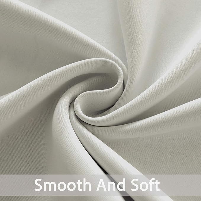 Yakamok Blackout Curtains for Bedroom,Room Darkening Thermal Insulated Grommet Top Drapes for Living Room,Light Beige,52x108 Inch, 2 Panels