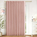 100% Blackout Shield Linen Blackout Curtains for Bedroom 84 Inches Long, Back Tab/Rod Pocket Living Room Drapes, Thermal Insulated Blackout Curtains 1 Panel Set, 100" W x 84" L, Blush Pink