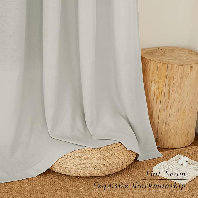 NICETOWN Linen 78 inch Curtains for Kitchen Window, Grommet Thick Flax Linen Gray Small Window Treatments Privacy Assured with Light Filtering for Cafe/Kids Room, W68 x L78, 2 Panels