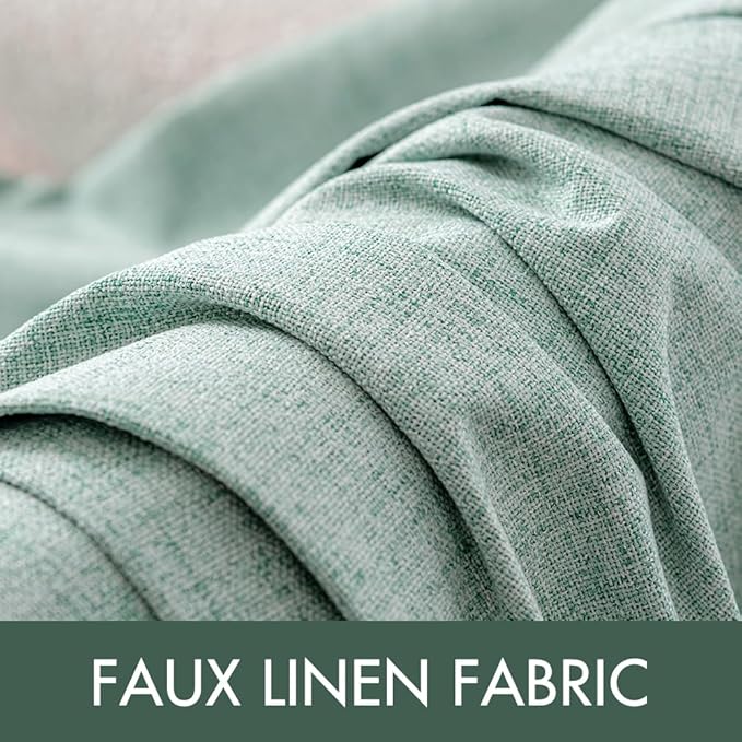 MIULEE Linen Texture Curtains for Bedroom Solid 100% Blackout Thermal Insulated Seafoam Green Curtains Grommet Room Darkening Drapes for Living Room Nursery 52x84 Inch (2 Panels)