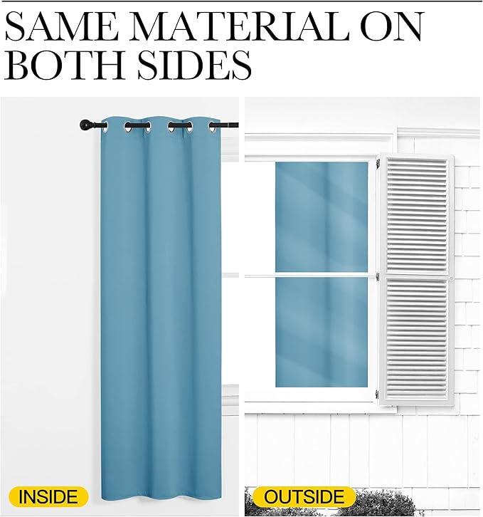 NICETOWN Thermal Insulated Curtains Blackout Draperies, Window Treatment Solid Grommet Room Darkening Drape Panels for Bedroom (Teal Blue, Set of 2 Panels, 34 by 63 inches Long)