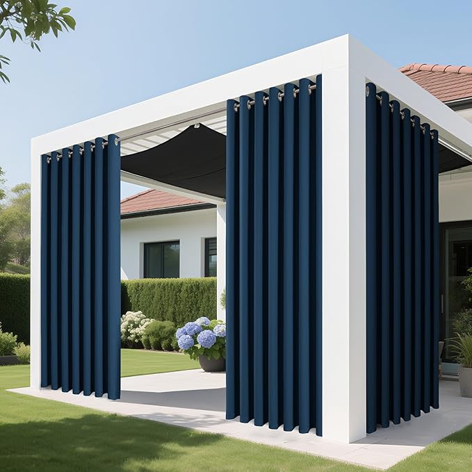 Joydeco Blackout Patio Sliding Door Curtains 72 Inches Long, Grommet Privacy Room Divider Curtains, Extra Wide Thermal Blackout Drapes for Bedroom Living Room (Navy Blue, 60Wx72L, 1 Panel)