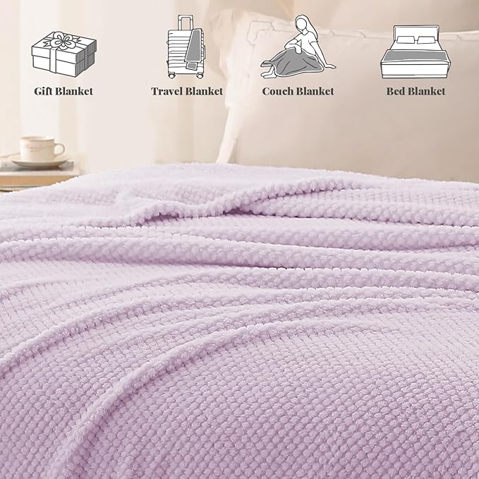 Whale Flotilla Extra Large Fuzzy Fleece Throw Blanket for Couch, 50x70 Inch Fluffy Warm Soft Jacquard Blankets for All Season, Lightweight and Cozy, Lilac