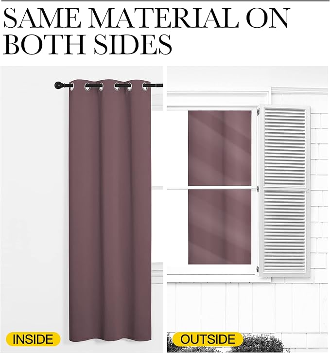 NICETOWN Dry Rose Blackout Curtains 120" Long for Office, Dining Room, Guest Room, 55" Wide, 2 Pieces, Sound Reducing Heat and Cold Block Curtain Panels for Modern Room Decorative