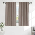 PONY DANCE Blackout Window Curtains - Back Tab Window Treatments Curtain Panels/Draperies Room Darkening Noise Reducing Home Fashion, Wide 42 x Long 45 inches, Light Taupe, One Pair