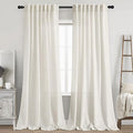 Nanspring Semi Sheer Linen Curtains 90 Inches Long for Living Room 2 Panels Set Back Tab Rod Pocket Cream Tall Vertical Curtains Light Filter Privacy Curtain Drapes for Bedroom Aesthetic 60x90