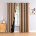 ChrisDowa 100% Blackout Curtains 90 inch Long for Bedroom with Black Liner, 2 Thick Layers Total Blackout Thermal Insulated Grommet Long Window Curtains 2 Panels Set (Cappuccino, 52 x 90 Inch)