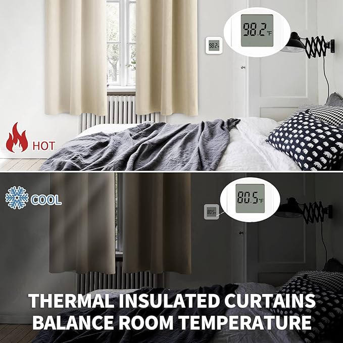 BGment Room Darkening Curtains 84 Inches Long - Grommet Thermal Insulated Drapes Window Treatment Curtains for Bedroom, 2 Panels, 70 x 84 Inch, Beige