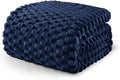 Exclusivo Mezcla Fleece Queen Blanket for Bed, Extra Large Fuzzy Navy Blue Bed Blankets, Soft Cozy Plush Sofa Throws for All Seasons, 90x90 Inches