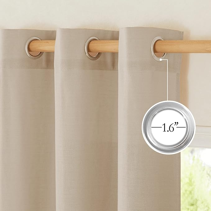 NICETOWN Linen Taupe Window Curtains 84 inches Long, Grommet Thick Linen Blend Window Treatments Privacy Assured with Light Filtering for Bedroom/Living Room, W42 x L84