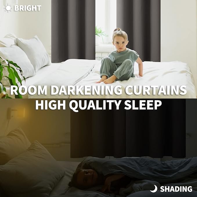 BGment Blackout Curtains for Bedroom - Grommet Thermal Insulated Room Darkening Curtains for Living Room, Set of 2 Panels (42 x 63 Inch, Grey)
