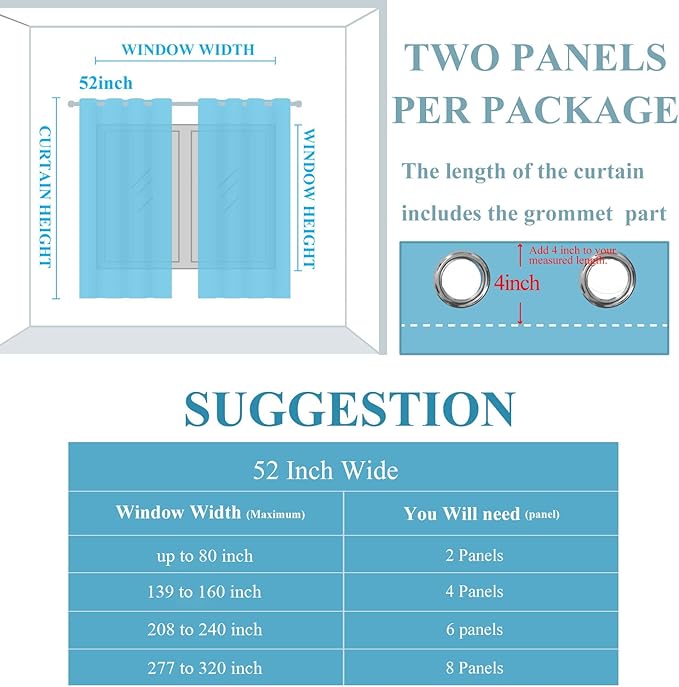 Estelar Textiler Green and Greyish White Blackout Curtains for Living Room, Full Room Darkening Grommet Ombre Curtains for Bedroom, Thermal Insulated Light Blocking Gradient Drapes, 52Wx72L, 2 Panels