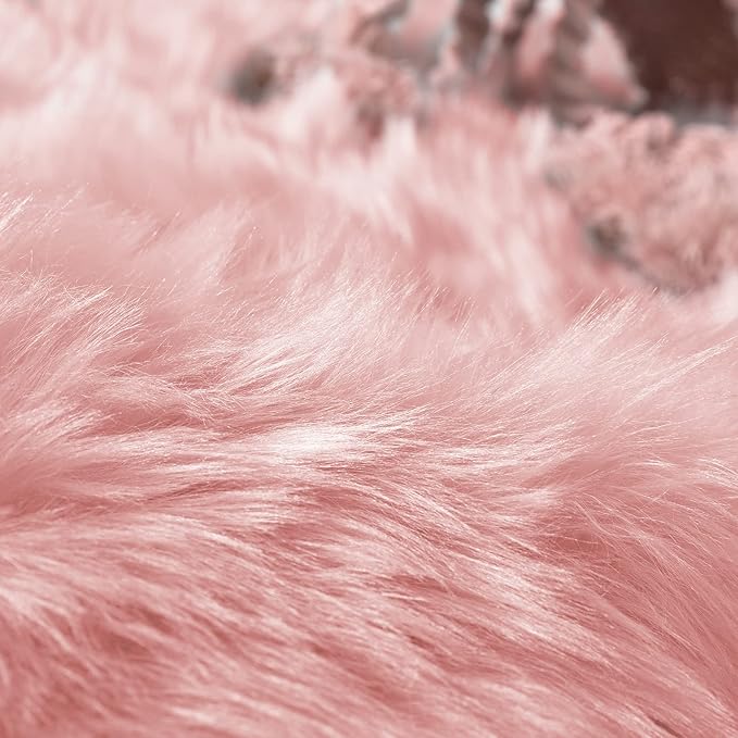 Goolela Pink Area Rug 5x8 Fluffy Fuzzy Furry Carpet for Girls Bedroom Living Room Faux Sheepskin Fur Shaggy Plush Rectangle