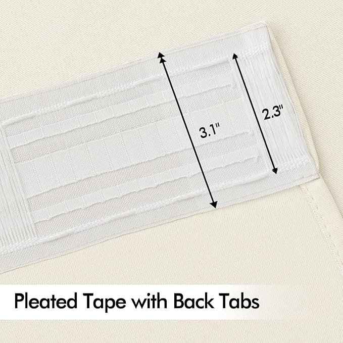 MIULEE Birch Back Tab Blackout Curtains 90 Inches Long 2 Panels Set for Living Room Bedroom Privacy, Rod Pocket/Pinch Pleat Thermal Insulated Room Darkening Pleated Light Blocking Drapes