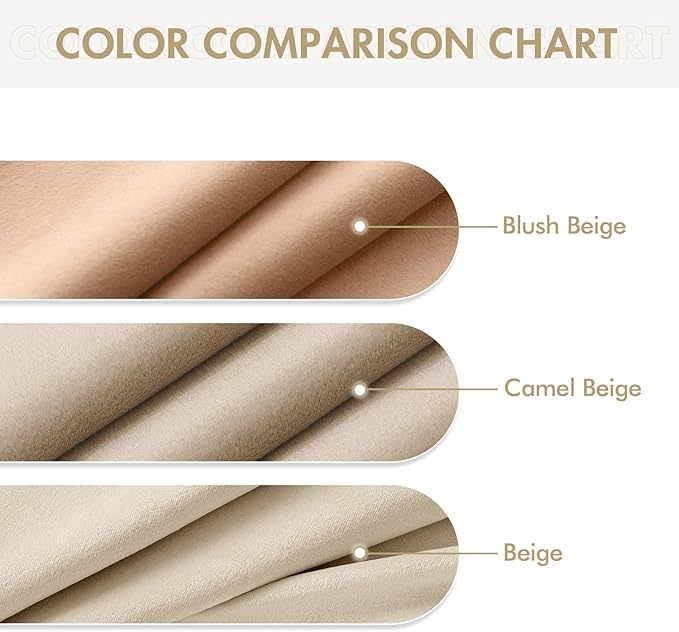 MIULEE Velvet Curtains Blush Beige Elegant Grommet Thermal Insulated Soundproof Room Darkening Curtains/Drapes for Classical Living Room Bedroom Decor 52 x 96 Inch Set of 2