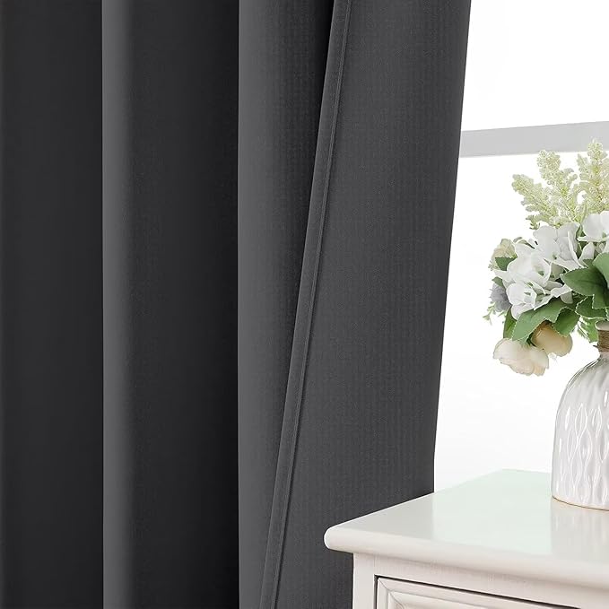 Joydeco Blackout Curtains 72 Inches Long 2 Panels Set, Thermal Insulated Long Curtains& Drapes 2 Burg, Room Darkening Drapes for Bedroom Living Room (Grey, W37 x L72 Inch)