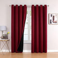 ChrisDowa 100% Blackout Curtains 90 inch Long for Bedroom with Black Liner, 2 Thick Layers Total Blackout Thermal Insulated Grommet Long Window Curtains 2 Panels Set (Burgundy, 52 x 90 Inch)