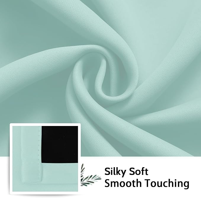 SimpleHome 100% Blackout Curtains for Bedroom,Thermal Insulated Aqua Grommet Window Drapes Room Darkening Curtains for Living Room with Black Back,52 x 84 Inch,2 Panels