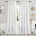 Nanspring White Extra Long Curtains 2 Panels Set 111 Inches Long for Dinning Room Back Tab Rod Pocket Light Filtering Semi Sheer Drapes Linen Textured Window Curtain for Bedroom 52x111