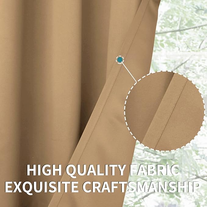 BGment Blackout Curtains for Living Room - Grommet Thermal Insulated Room Darkening Curtains for Bedroom, 2 Panels of 42 x 72 Inch, Khaki