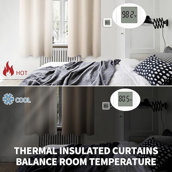 BGment Blackout Curtains - Grommet Thermal Insulated Room Darkening Bedroom and Living Room Curtains, Set of 2 Panels (70 x 63 Inch, Champagne)