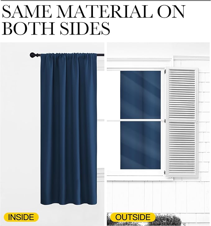 NICETOWN 2 Panels Blackout Curtains, Rod Pocket Thermal Insulated Curtains for Bedroom, Room Darkning Shading Blinds Modern Home Decoration for Living Room, Home Office, W42 x L63 in, Moroccan Blue