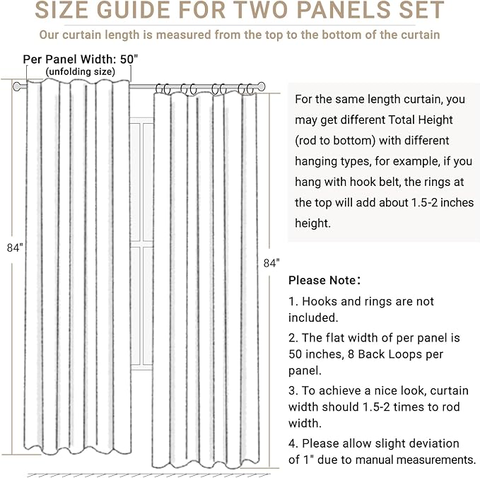 100% Blackout Shield Linen Blackout Curtains for Bedroom 63 Inches Long, Back Tab/Rod Pocket Living Room Drapes, Thermal Insulated Blackout Curtains 2 Panels Set, 50" W x 63" L, Beige