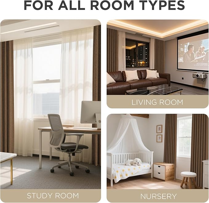 Joydeco Linen Blackout Curtains for Bedroom - 100% Light Blocking 1 Panels, Cappuccino Drapes 100" W x 90" L, Thermal Insulated Room Darkening Curtains for Living Room, Rod Pocket & Back Tabs