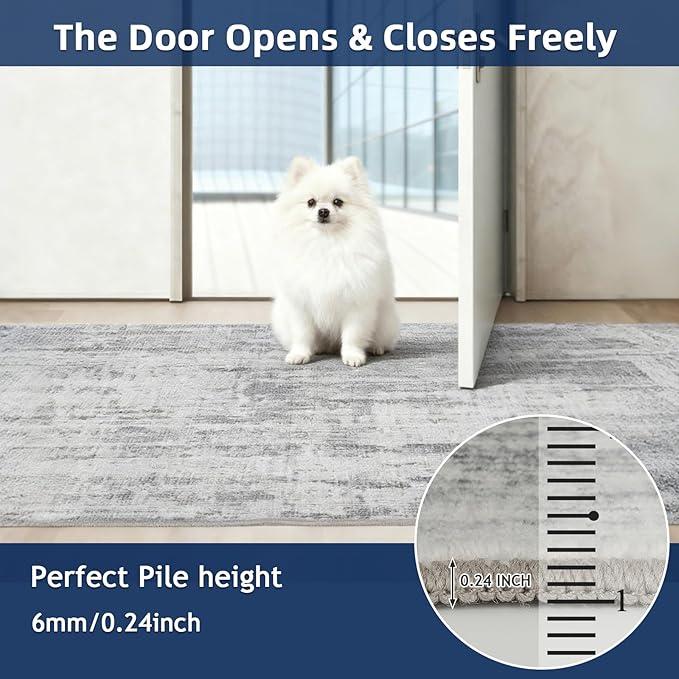 2x5 Washable Runner Rugs，Modern Abstract Rug Runner,Ultra-Thin Kitchen Runner Rug Non-Slip Backing Entryway Runners,Bathroom Carpet for Hallways,Bedroom，Laundry Room