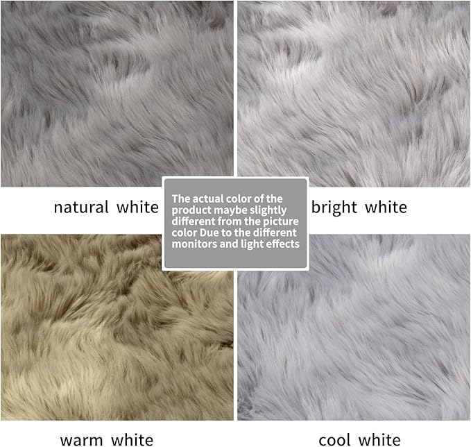 Grey Fluffy Rug for Bedroom, 2'X6' Faux Fur Rug for Runner, Gray Soft Shag Rug for Sofa Couch Cushion, Cozy Shaggy Fuzzy Plush Floor Carpet for Nursery, Cute Bedside Dorm Home Decor Rectangle