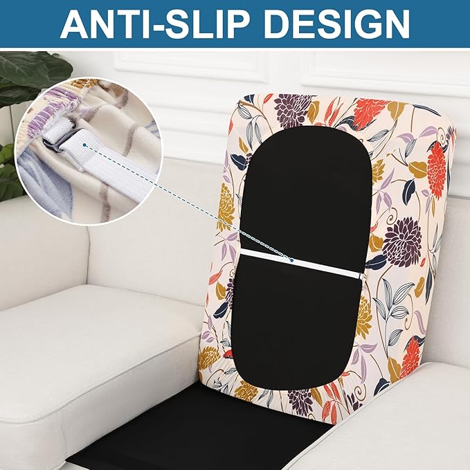 Smiry Printed Couch Cushion Covers, Stretch Soft Couch Covers for Sofa, Washable Non-Slip Sofa Slipcover Furniture Protector for Indoor and Outdoor (3 Pack, Orange)