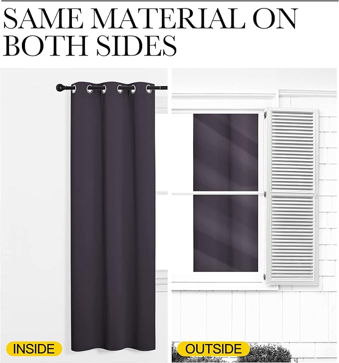 NICETOWN Bedroom Curtains Blackout Drapery Panels, 2 Panels, 70 x 108 inches, Greyish Purple, Three Pass Microfiber Thermal Insulated Solid Ring Top Blackout Window Curtains/Drapes