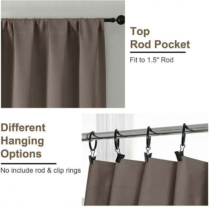 Simplebrand Ava Latte Blackout Curtains for Bedroom 84 Inch Length 2 Panels Set, Solid Thermal Insulated Privacy Nursery Window Treatment Curtains Blackout Drapes, W40 x L84 Inch, Latte