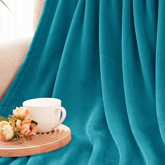 Exclusivo Mezcla Fleece Blanket King Size for Bed, Super Soft and Warm, All Season, Cozy, Plush, Lightweight, 90x104 Inches, Teal