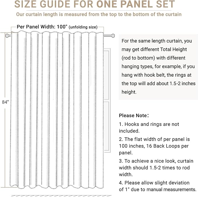 100% Blackout Shield Linen Blackout Curtains for Bedroom 96 Inches Long, Back Tab/Rod Pocket Living Room Drapes, Thermal Insulated Blackout Curtains 1 Panel Set, 100" W x 96" L, Blush Pink