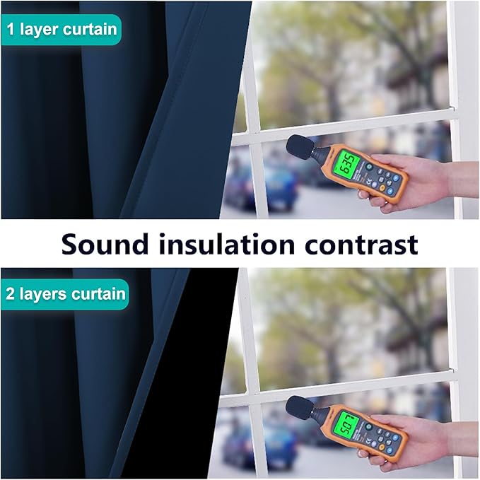 NICETOWN 100% Blackout Blinds, Laundry Room Decor Window Treatment Curtains for Large Patio Sliding Door, Thermal Insulated Moroccan Blue Curtains for Bedroom, Set of 2, 52 inches x 108 inches