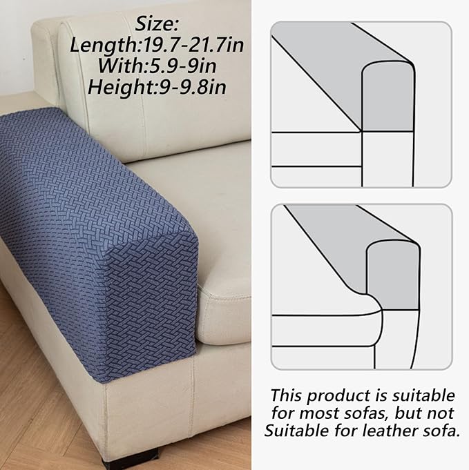 Soothing Home Sofa Covers, Sofa Hero Covers, Wear-Resistant Universal Couch Covers Washable Stretch Sectional Couch Cushion Covers (Light Grey,Arm Rest Covers 2pcs)