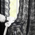 YJ YANJUN Vintage Lace Curtains 80 inch Length 2 Panles for Doorway Victorian Gothic Floral Dark Academia Black Sheer Curtain Panels for Living Room Bedroom Light Filtering 52 by 80 inch Length