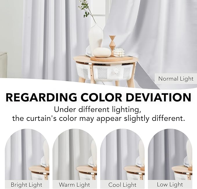 Deconovo Blackout Curtains Back Tab and Rod Pocket Thermal Insulated Curtain Penels for Sliding Door 52Wx108L Inch Greyish White 2 Panels