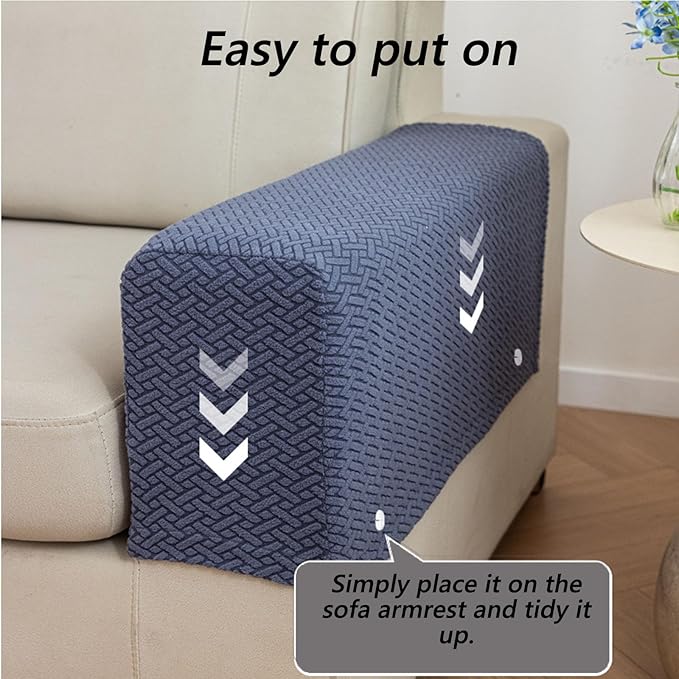 Soothing Home Sofa Covers, Sofa Hero Covers, Wear-Resistant Universal Couch Covers Washable Stretch Sectional Couch Cushion Covers (Blue,Arm Rest Covers 2pcs)