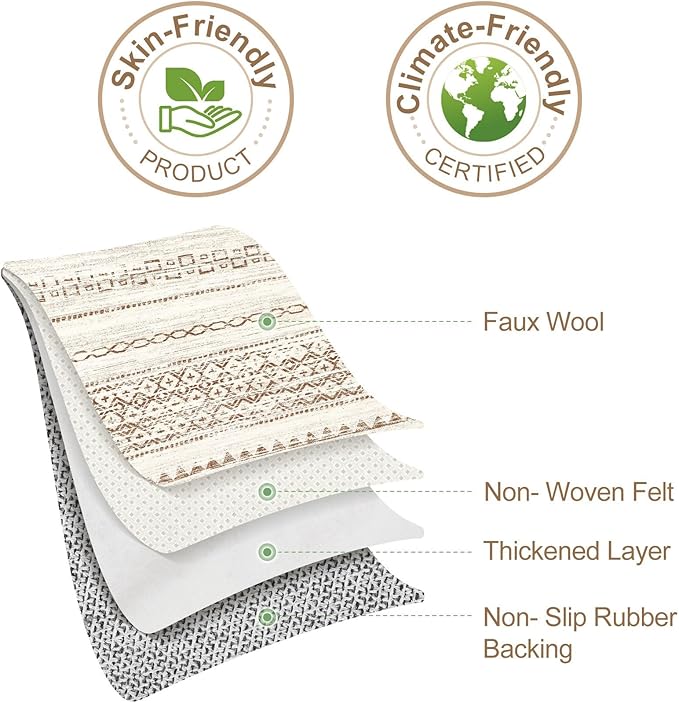 Nakagishi Area Rug Living Room Rugs: 4X6 Machine Washable Boho Large Neutral Farmhouse Stain Resistant Moroccan Indoor Floor Carpet for Bedroom Nursery Dorm Dining Room Home-Brown Tan