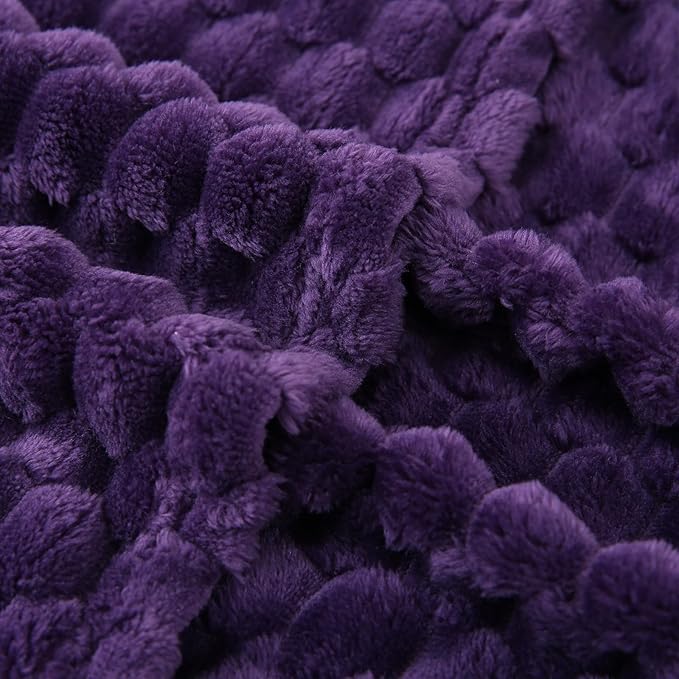 Puncuntex Deep Purple Throw Blanket 60"×80" inches Fuzzy 3D Jacquard Decorative Flannel Fleece Super Soft Plush Cozy Blanket for Couch Sofa Chair Lightweight
