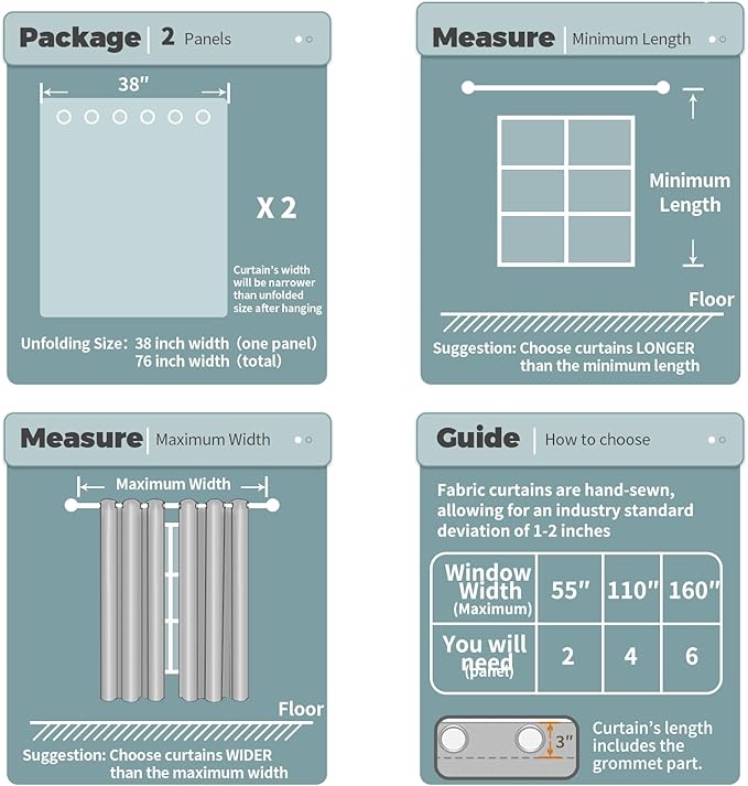 BGment Blackout Curtains for Bedroom - Grommet Thermal Insulated Room Darkening Curtains for Living Room, Set of 2 Panels (38 x 63 Inch, Grey)