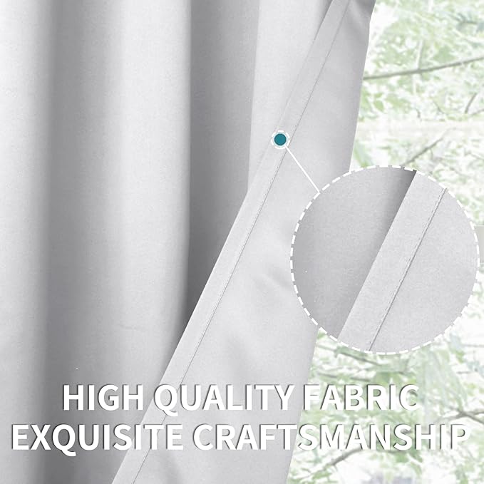 BGment Room Darkening Curtains 72 Inches Long - Grommet Thermal Insulated Drapes Window Treatment Curtains for Bedroom, 2 Panels, 42 x 72 Inch, Greyish White