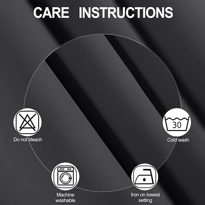 LEMOMO Blackout Curtains 66 x 54 Inch Long Dark Grey Curtains Set of 2 Panels Room Darkening Curtains for Bedroom and Living Room