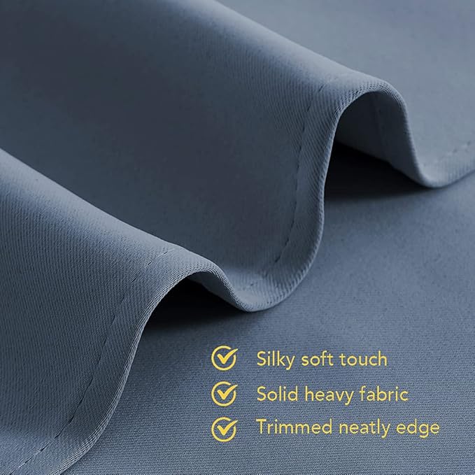 NICETOWN Thermal Insulated Curtains Blackout Draperies, Window Treatment Solid Grommet Room Darkening Drape Panels for Bedroom (Stone Blue, Set of 2, 70 by 63 inches Long)