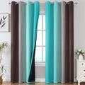 Estelar Textiler Full Room Darkening Gradient Blackout Curtains 96 Inch Length 2 Panels Set, Ombre Teal and Brown Thermal Insulated Full Light Blocking Grommet Blackout Drapes for Bedroom, 52Wx96L