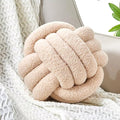 Uvvyui Knot Pillow Ball, Soft Home Decorative Pillows, Round Throw Pillow, Handmade Knotted Plush Pillow, Round Boucle Pillow Cushion (14 Inches Beige)